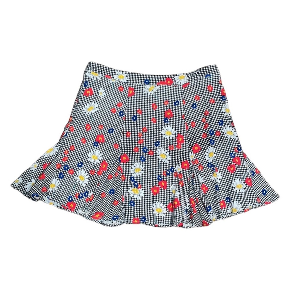 Mink pink floral gingham mini skirt